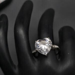 Sterling Silver Cubic Zirconia Heart Shaped Ring Size 8.75 925 JJJ 925 China